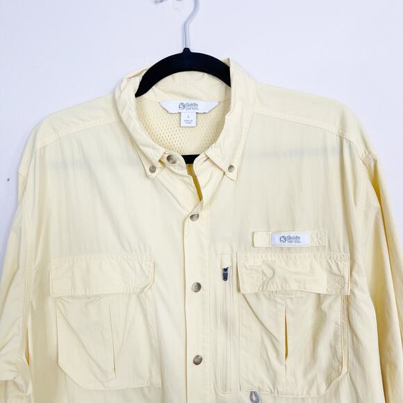 Guide Series Long Sleeve Button Front Fishing Shirt Mens Large L Light Yellow - Picture 3 of 9